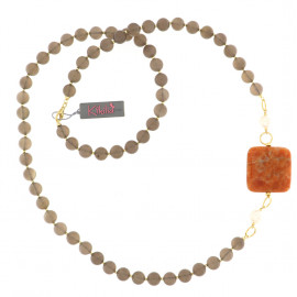 Kikilia collana matisse in giada brown, calcite e perle